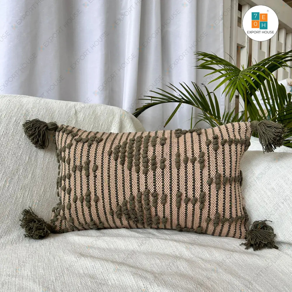 Export House Cotton Boho Lumbar Cover - Size:30cm X 50cm (12" X 20")