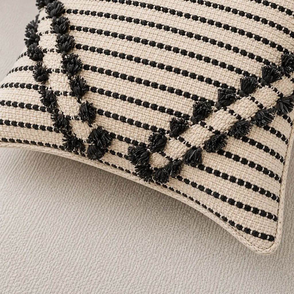Sleek striped monochrome - Premium Cushion Cover