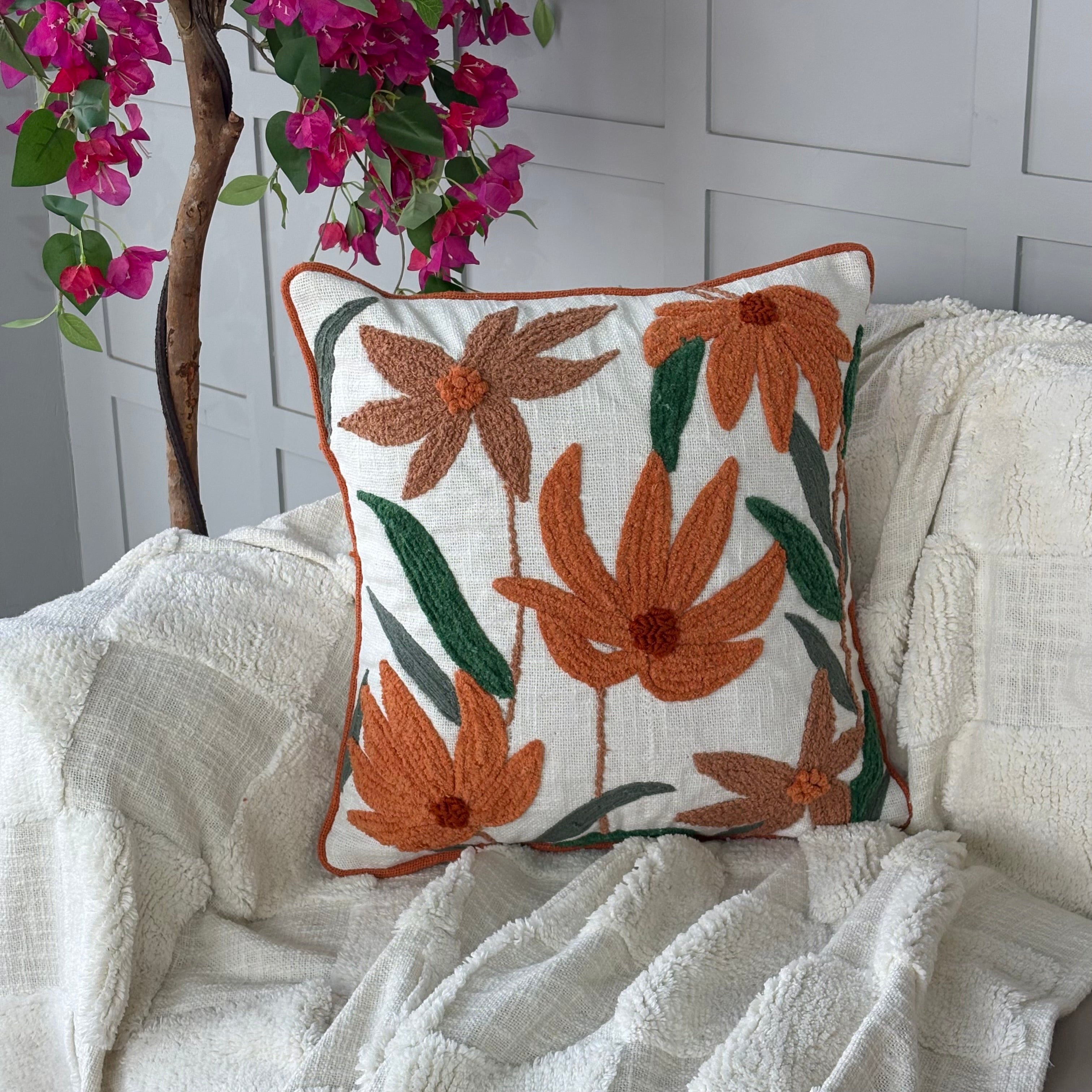 TerraCotta Floral Cushion Cover