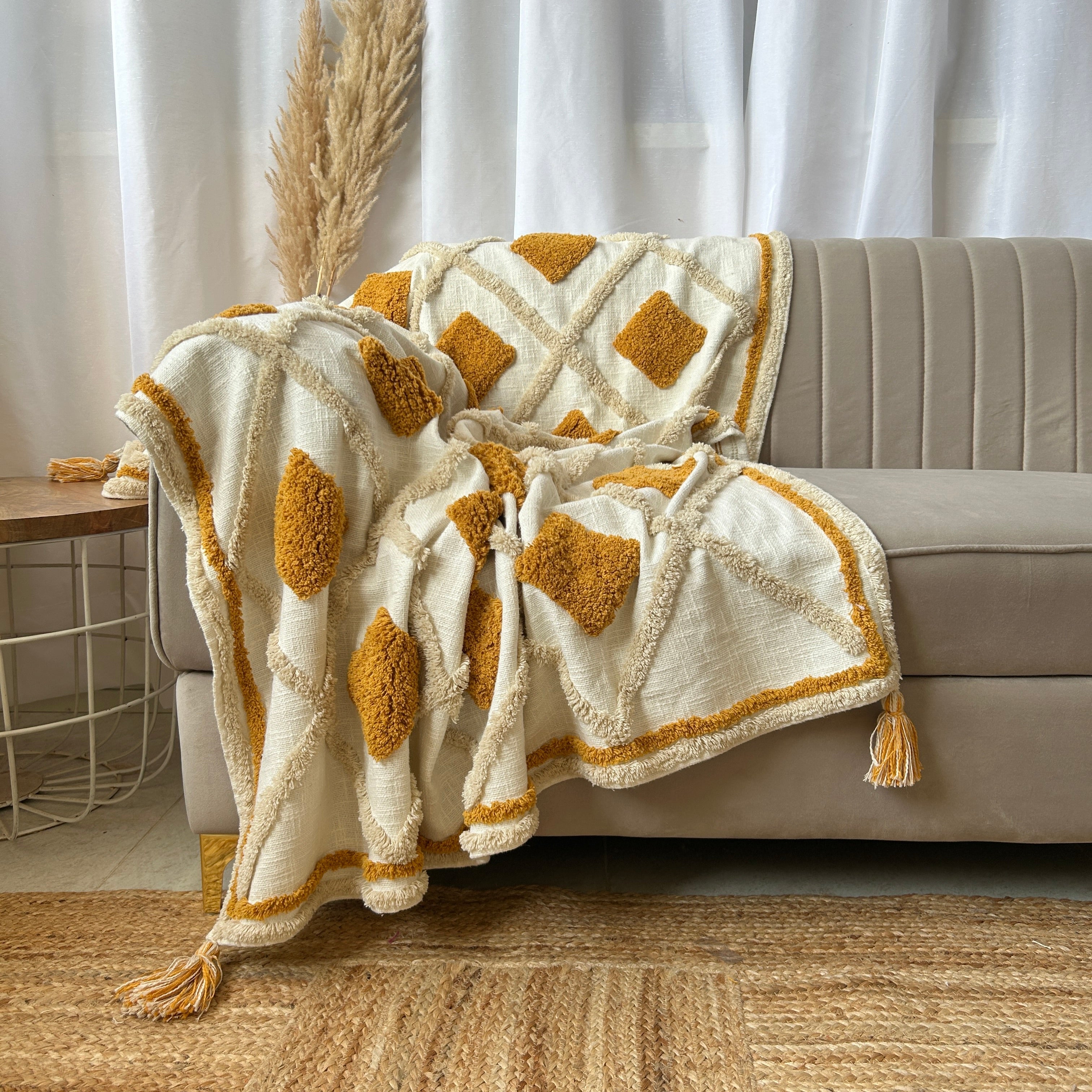 Mustard Grid Throw