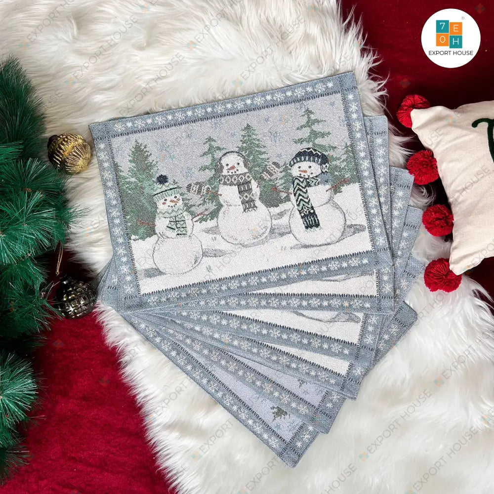 Christmas Themed Cotton Boho Table Placemat, Size:33cm X 48cm (13" X 18")