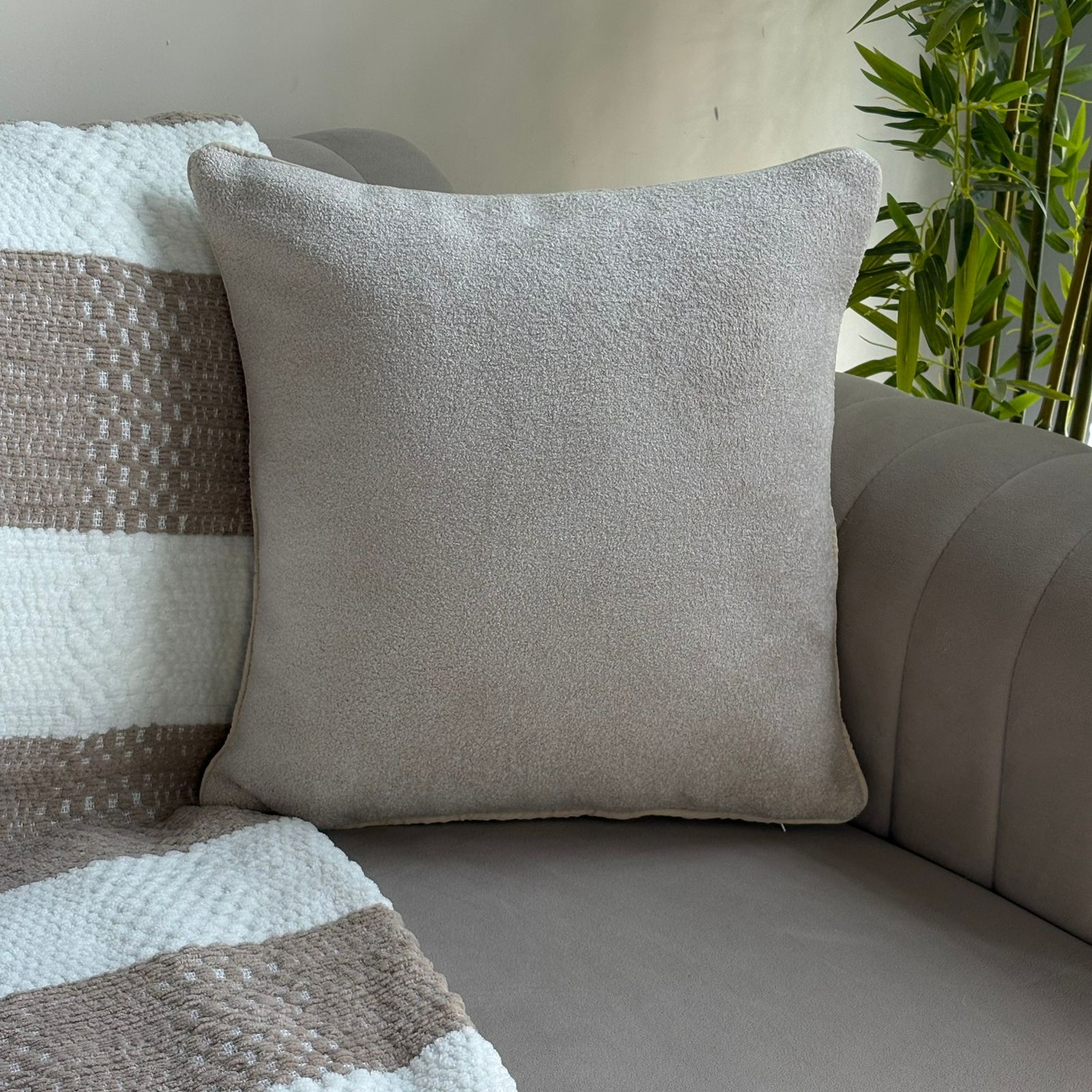Solid Reversible Boucle Cushion Cover