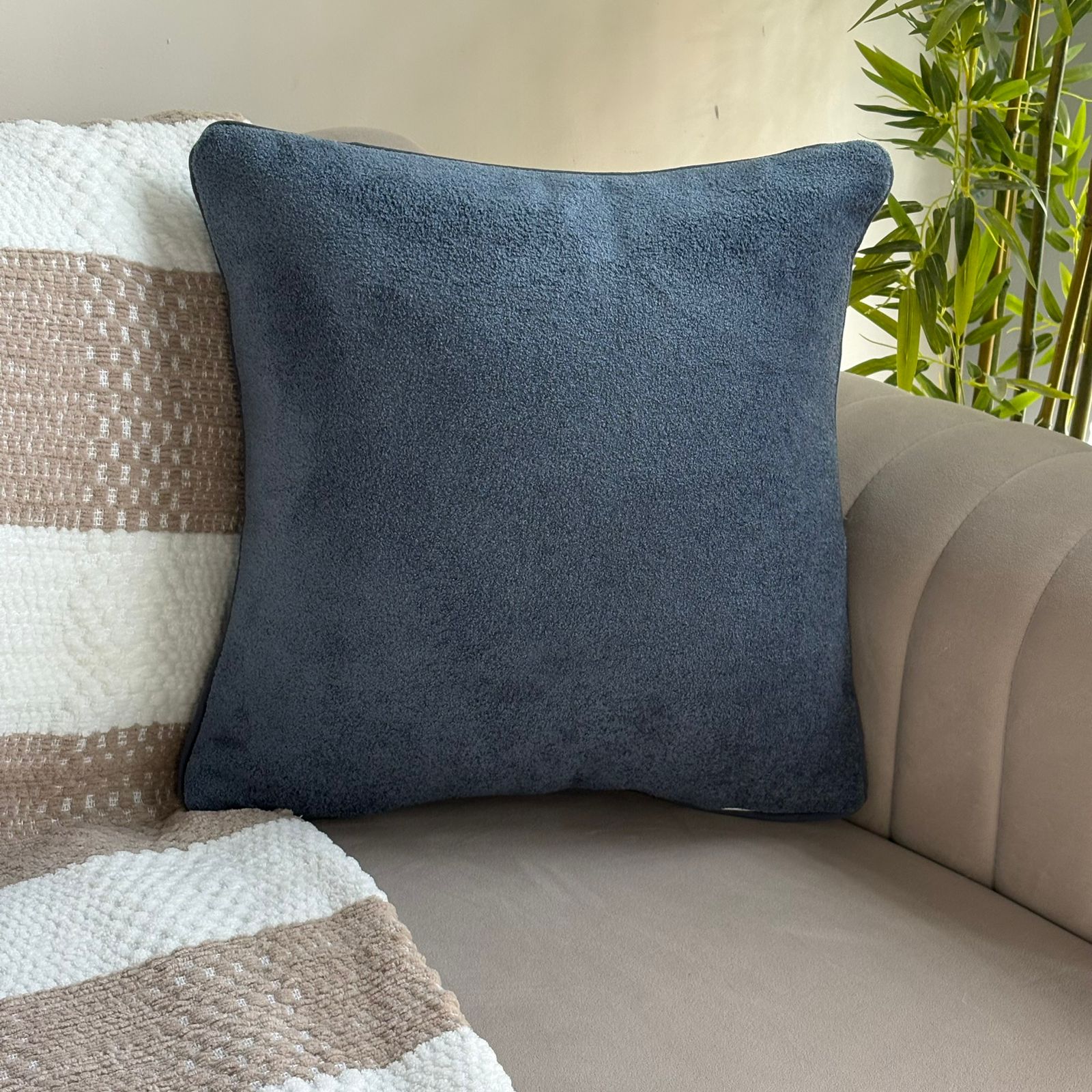 Solid Reversible Boucle Cushion Cover