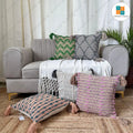 Cotton Boho Cushion Cover - Surplus set of 5, Size:40cm X 40cm (16" X 16")