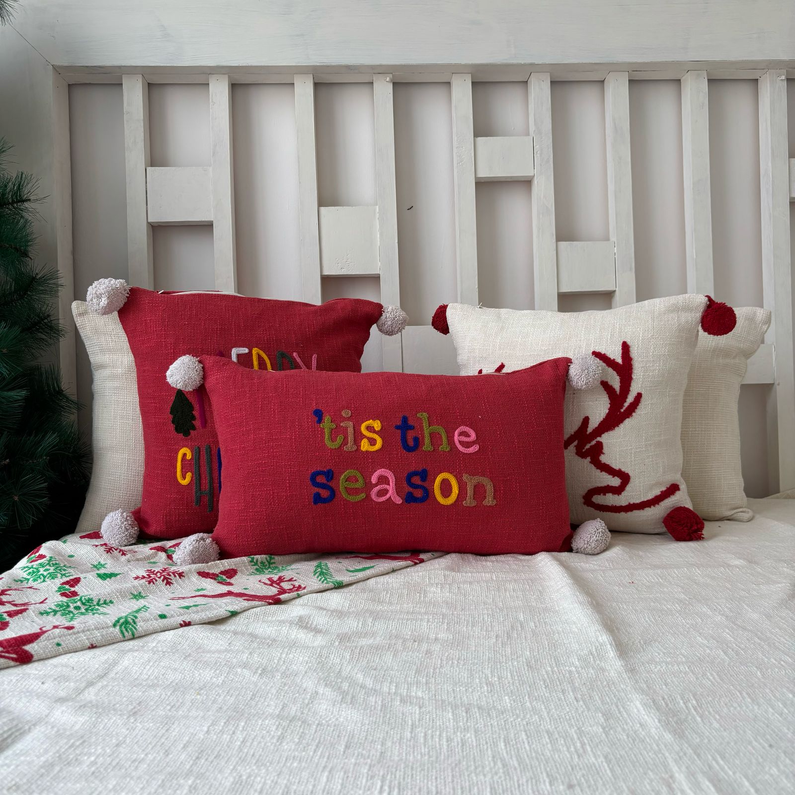 Cotton Embroidered Cushion Cover, 40cm X 40cm (16" X 16")