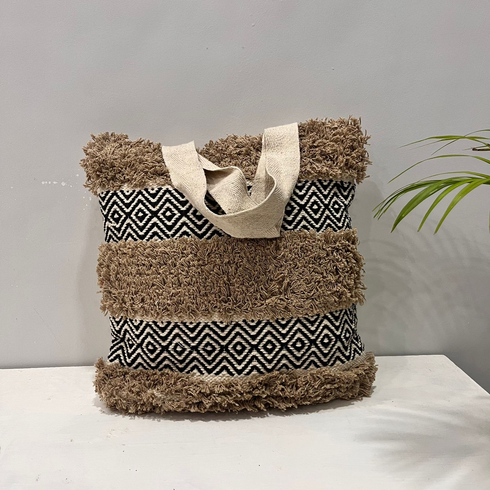 Cotton Boho Tote Bag, Size:45cm (18")