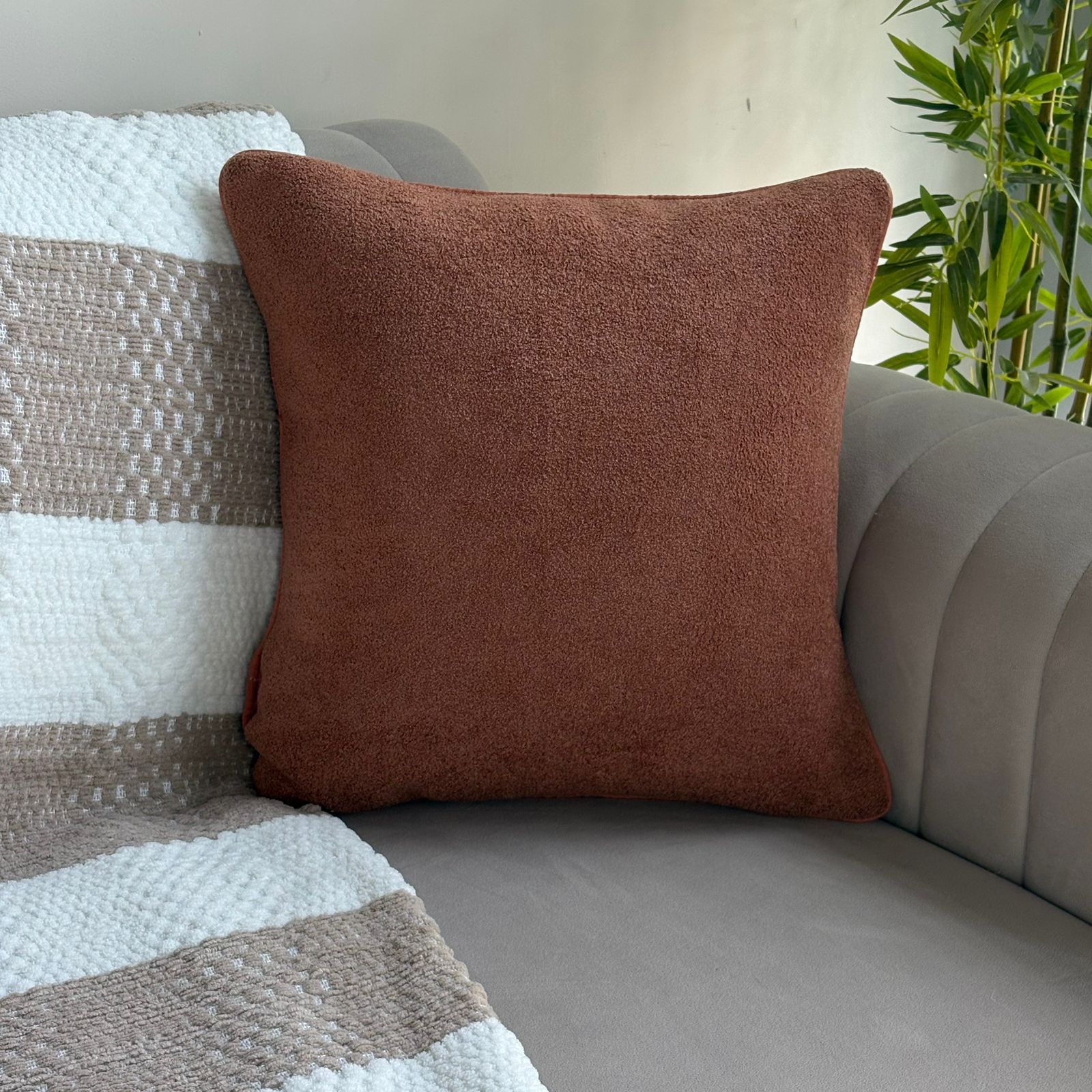 Solid Reversible Boucle Cushion Cover
