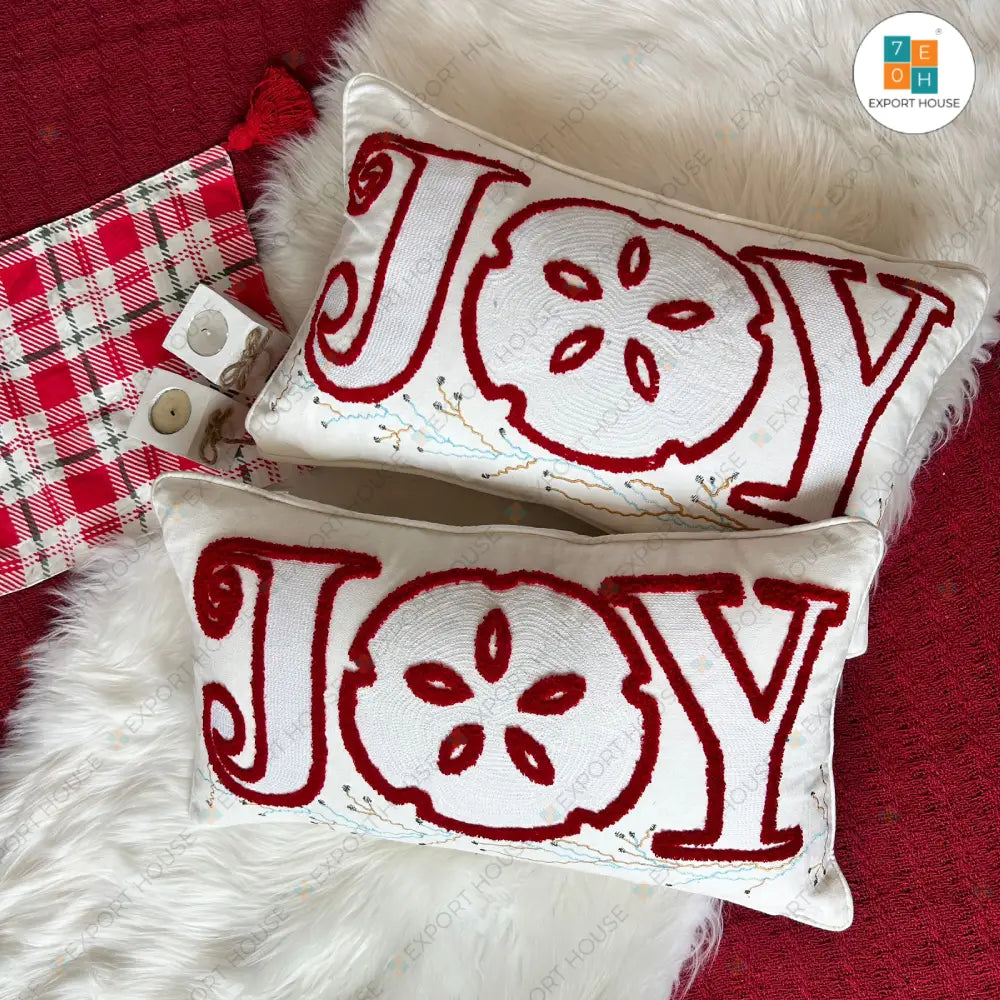Christmas Themed Cotton Tufted Cushion Cover, Size:30cm X 50cm (12" X 20")