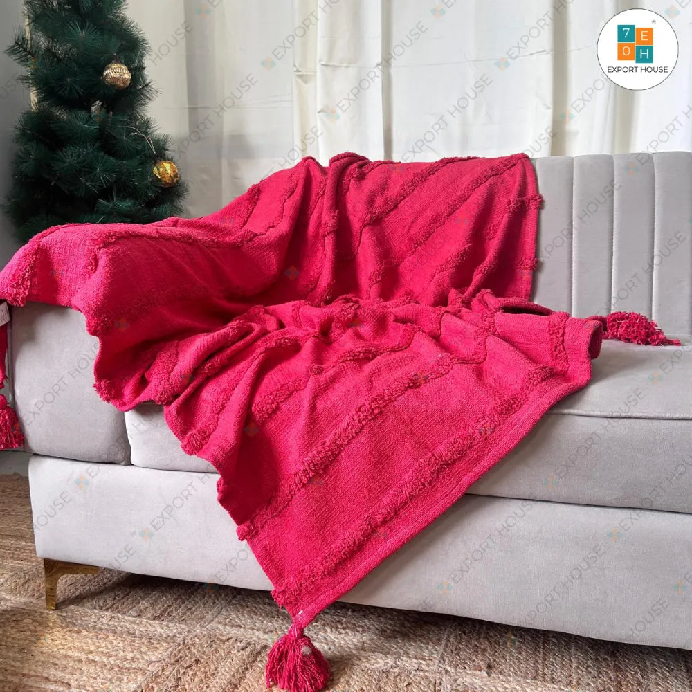 Christmas Themed Cotton Boho Sofa Throw Blanket, Size:127cm X 152cm (50" X 60")