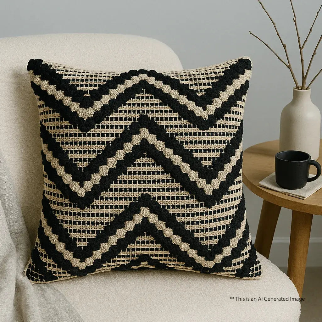 Zig Zag Monochrome - Premium Cushion Cover
