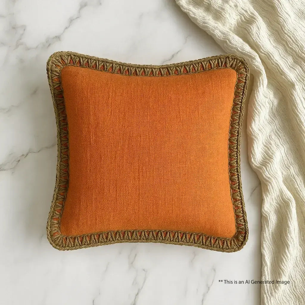 Rustic Charm Jute Lace - Premium Cushion Cover