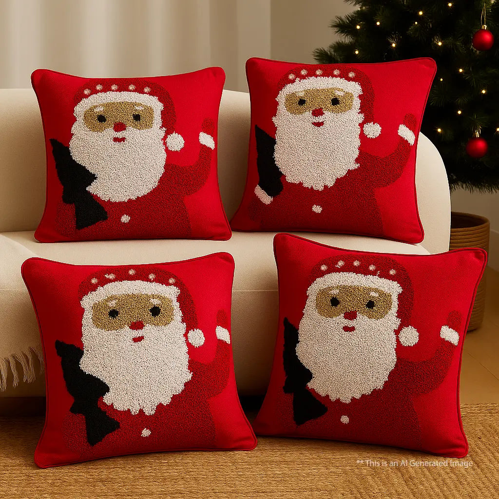 Christmas Themed  Tufted Cushion Cover, Size:40cm X 40cm (16" X 16")
