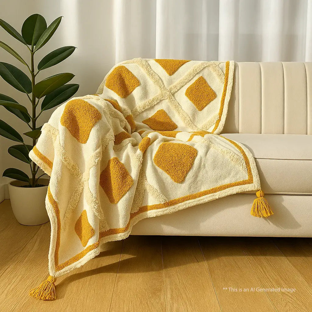 Mustard Grid Throw