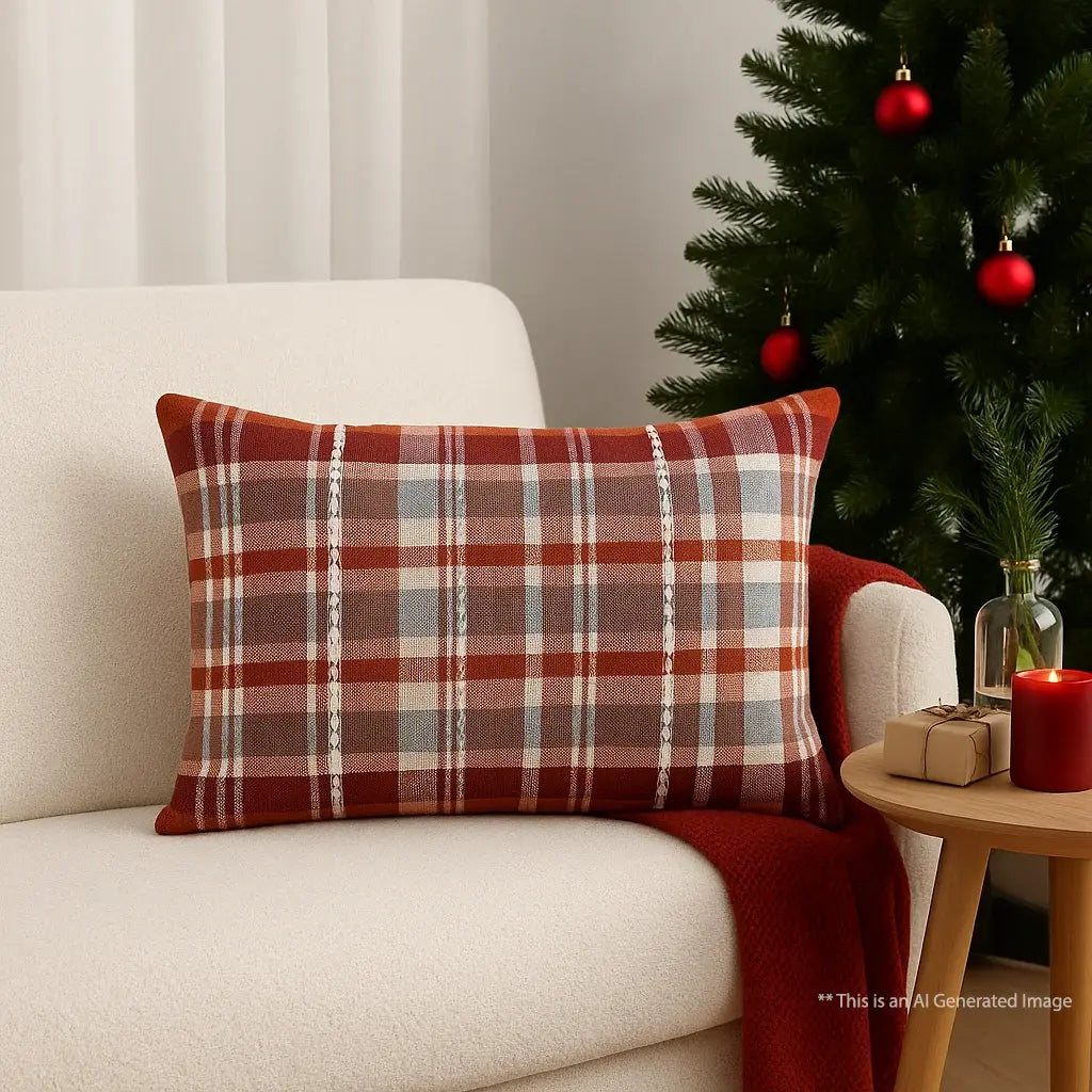 Christmas Themed Cotton Printed Cushion Cover, Size:35cm X 50cm (14" X 20")