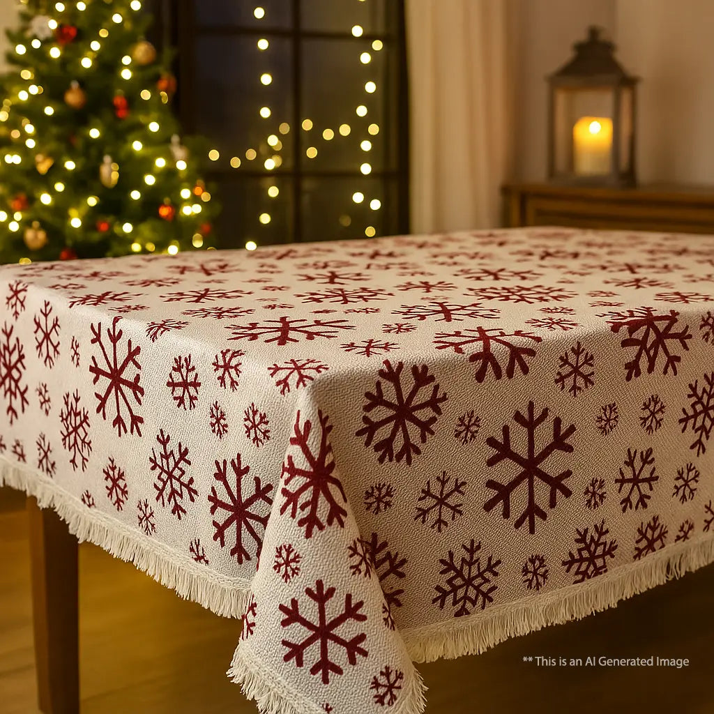 Christmas Themed Cotton Printed Cotton Dining Sheet, Size:152cm x 228cm (60" x 90")