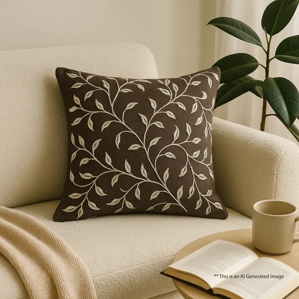 Embroidered Cushion Cover, 40cm X 40cm (16" X 16")