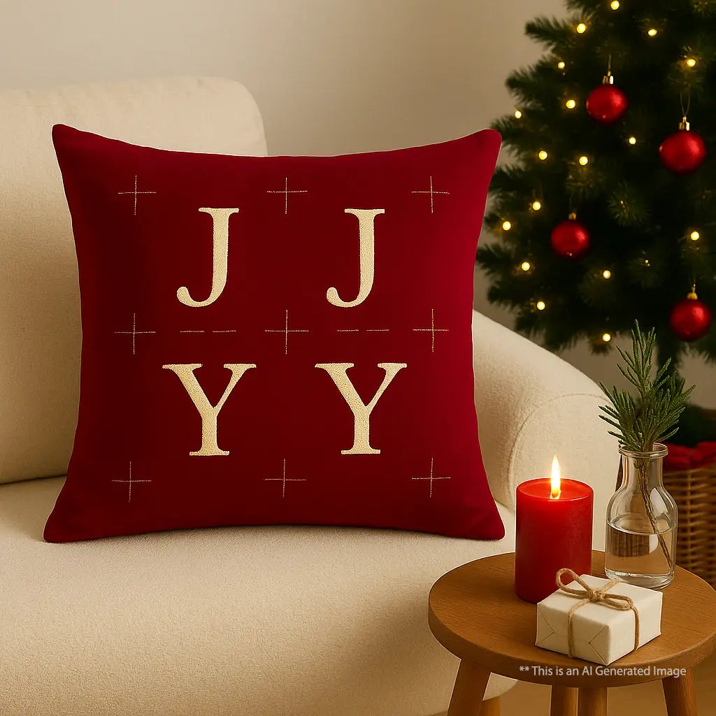 Christmas Themed Velvet Printed Cushion Cover, Size:45cm x 45cm (18" x 18")