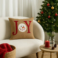 Christmas Themed Jute Printed Cushion Cover, Size:30cm x 30cm (12" x 12")