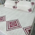 Slub Cotton Embroidered Embroidered Bed Cover, Size:254cm x 274cm (100" x 108")