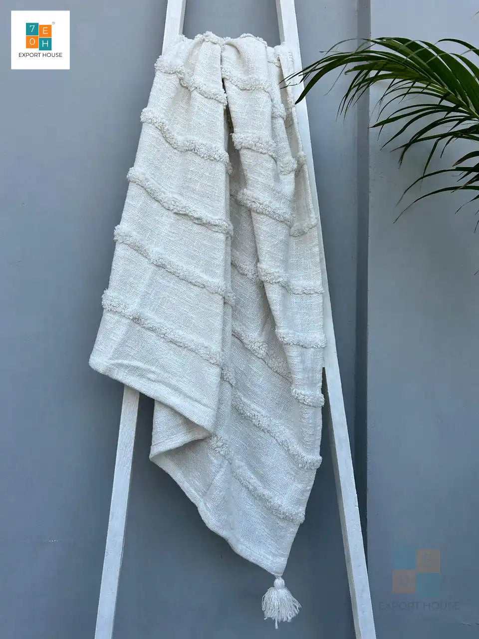 Cotton Pure Cotton Throw Blanket With Tassel