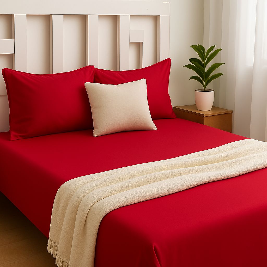Plain Cotton Bedsheet with 300 Thread count