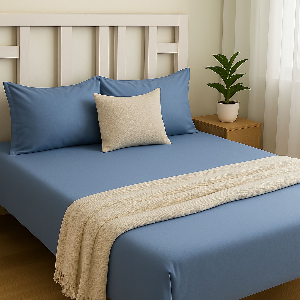 Plain Cotton Bedsheet with 300 Thread count