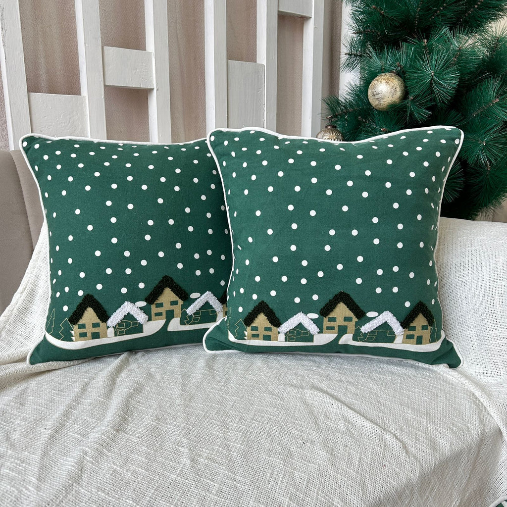Christmas Themed Cotton Embroidered Cushion Cover, Size:40cm X 40cm (16" X 16")