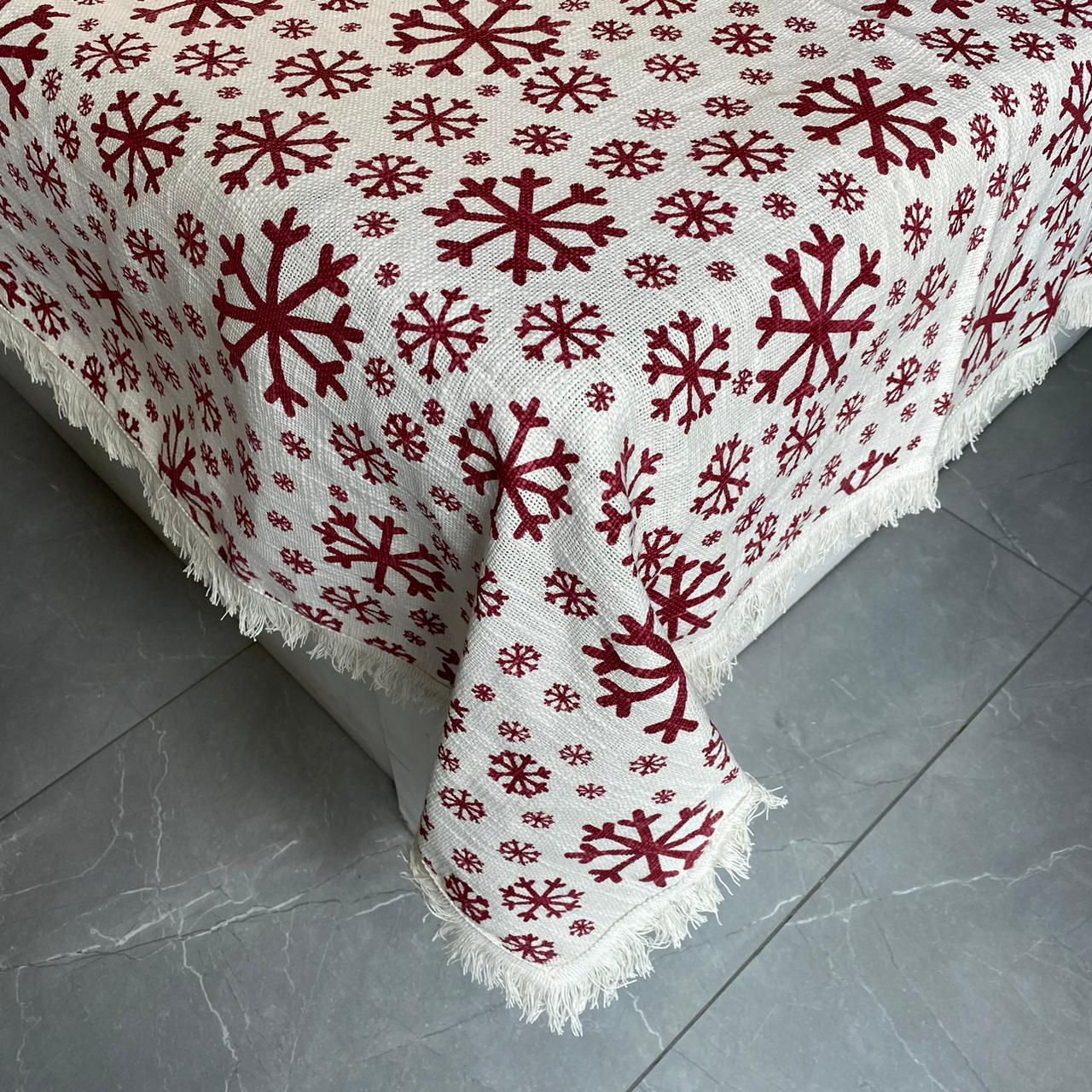 Christmas Themed Cotton Printed Cotton Dining Sheet, Size:152cm x 228cm (60" x 90")