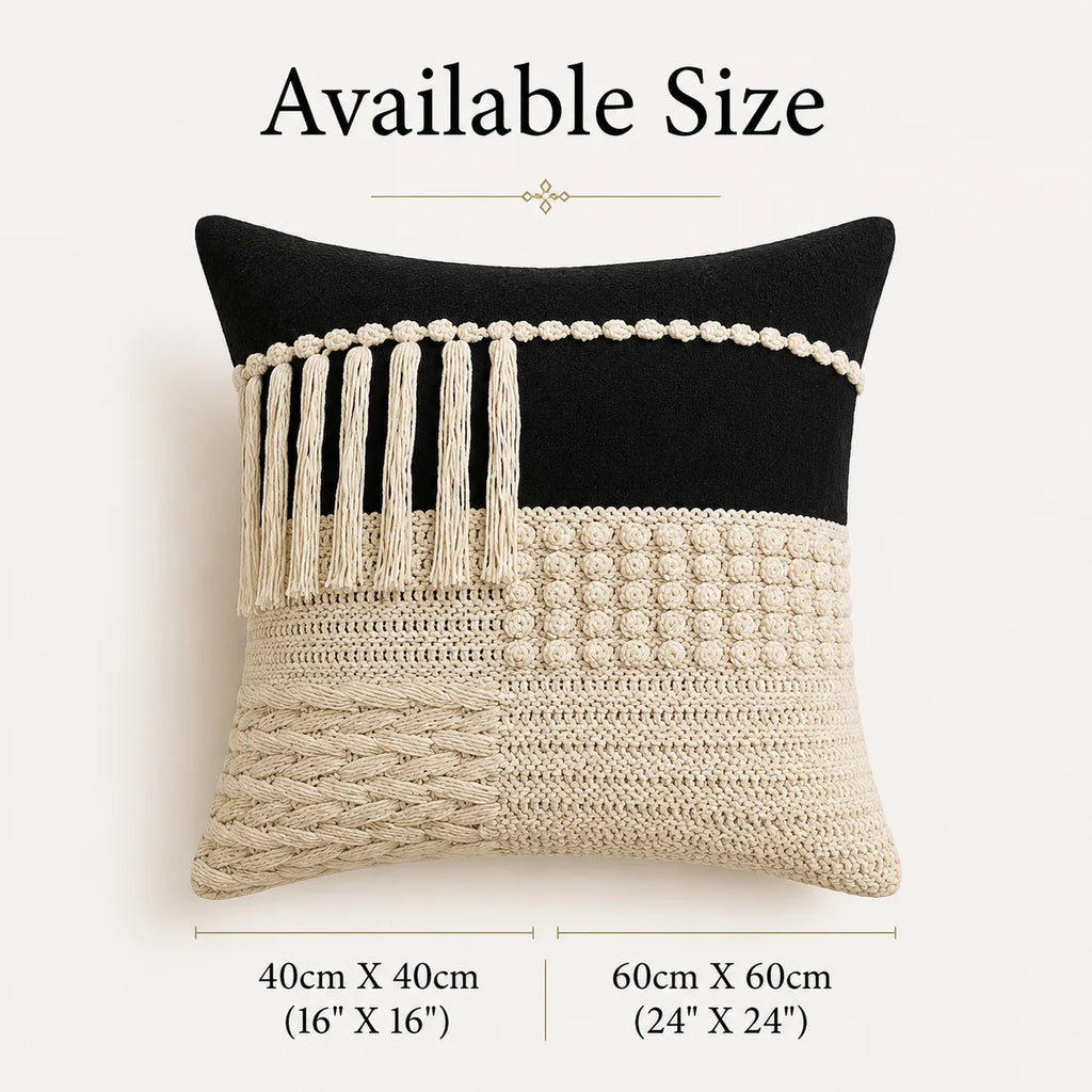 Braided noir fringe - Premium Cushion Cover