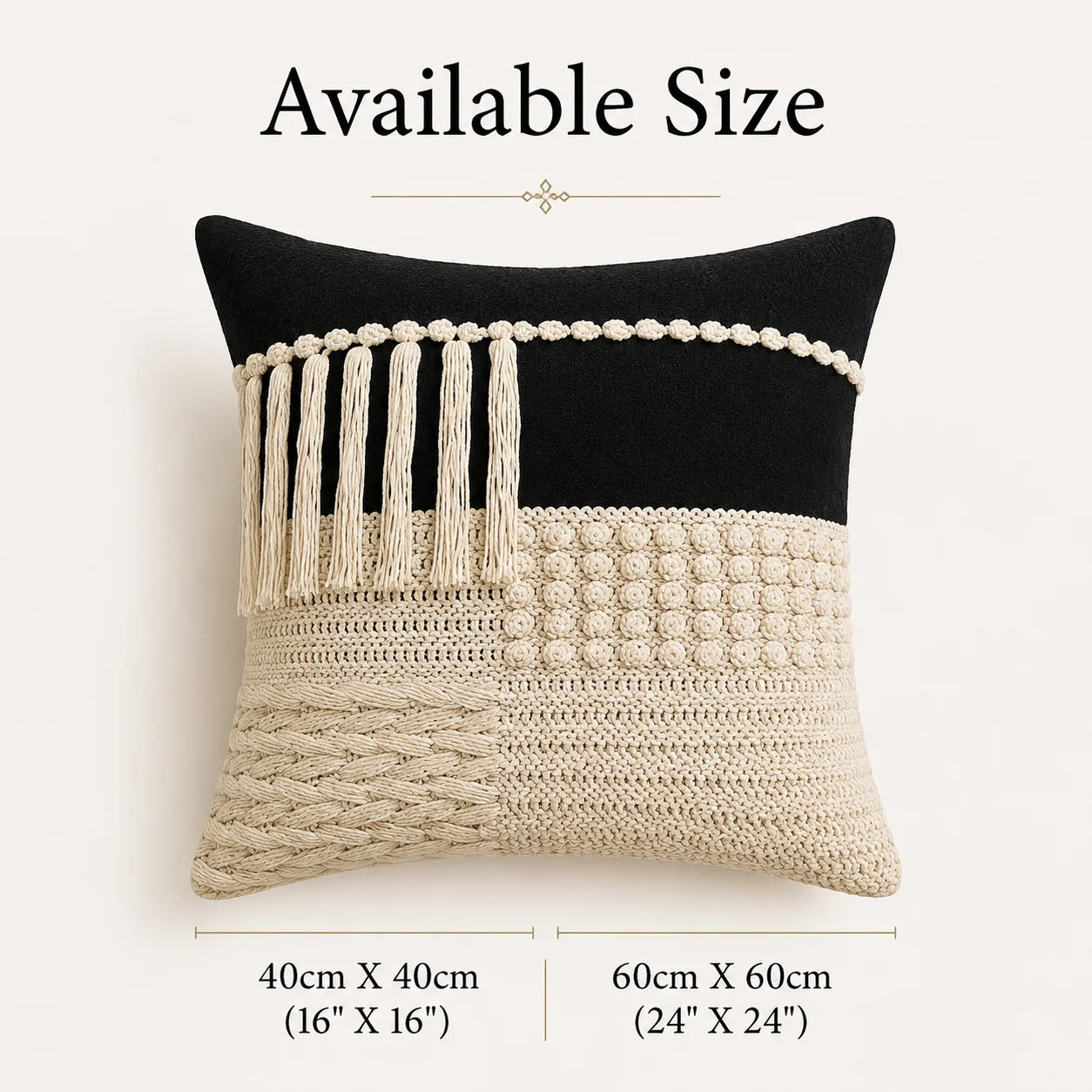 Braided noir fringe - Premium Cushion Cover