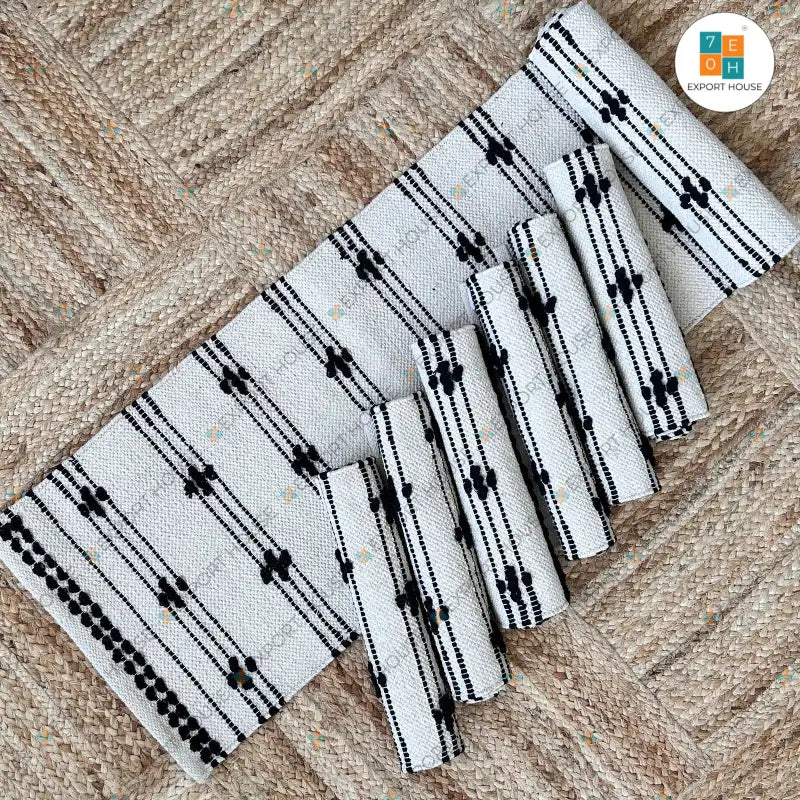 Cotton Boho Table Runner with Mats, Size:30cm x 182cm (12" x 72")