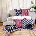 Cotton Boho Cushion Cover - Surplus set of 5, Size:40cm X 40cm (16" X 16")