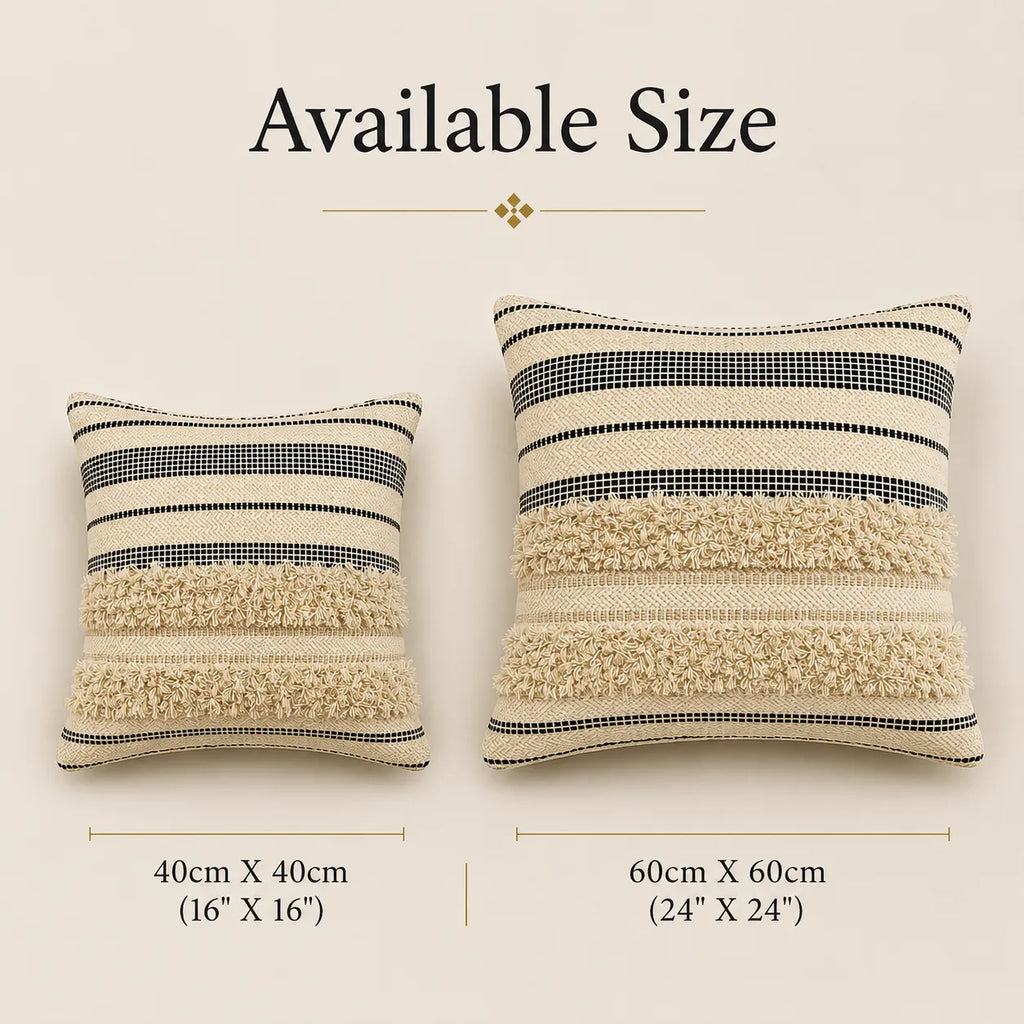 Monochrome boho stripe - Premium Cushion Cover