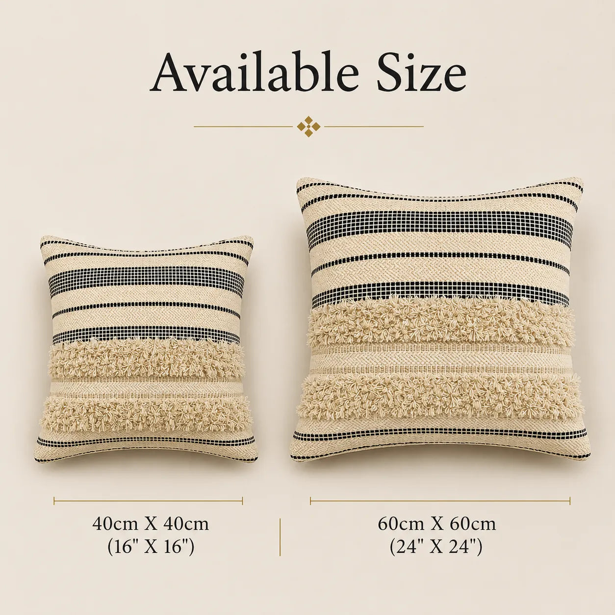 Monochrome boho stripe - Premium Cushion Cover