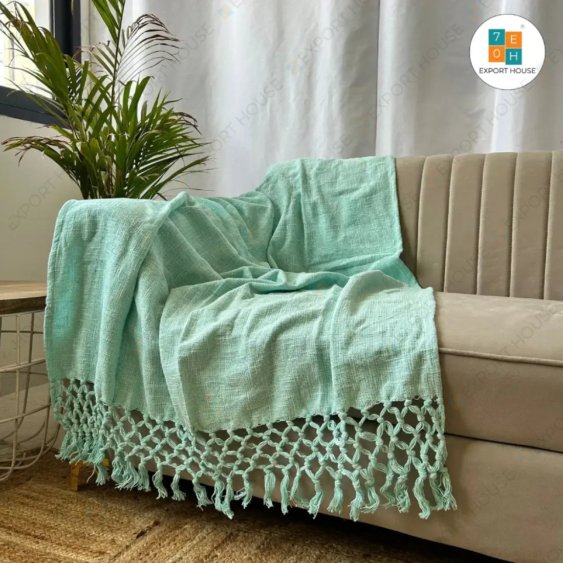 Cotton Premium Sofa Throw Blanket, Size:127cm X 152cm (50" X 60")