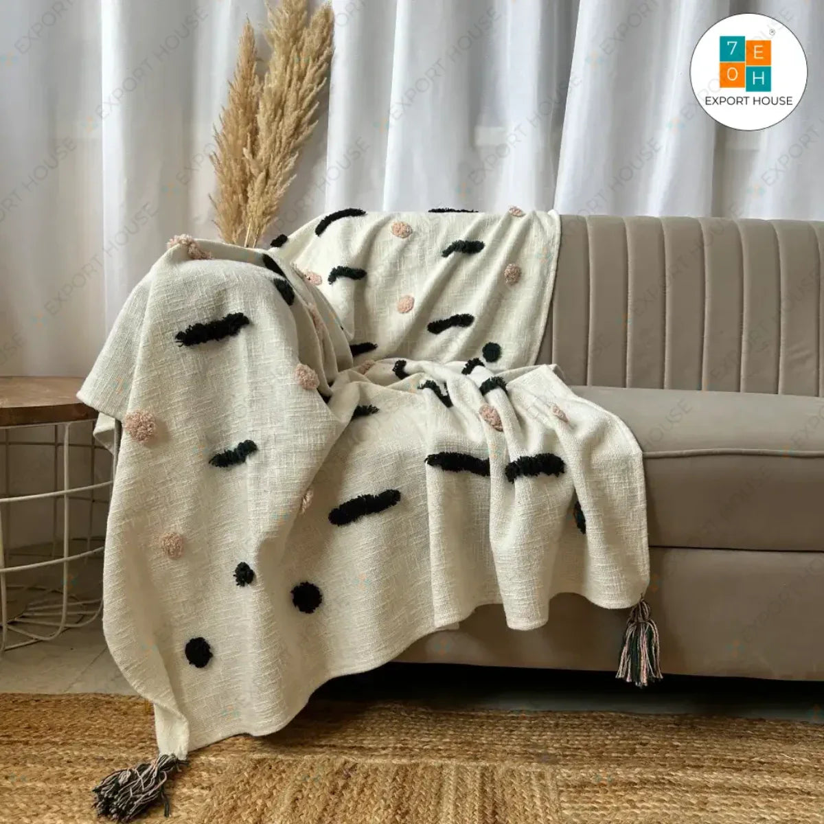 Cotton Premium Sofa Throw Blanket, Size:127cm X 152cm (50" X 60")