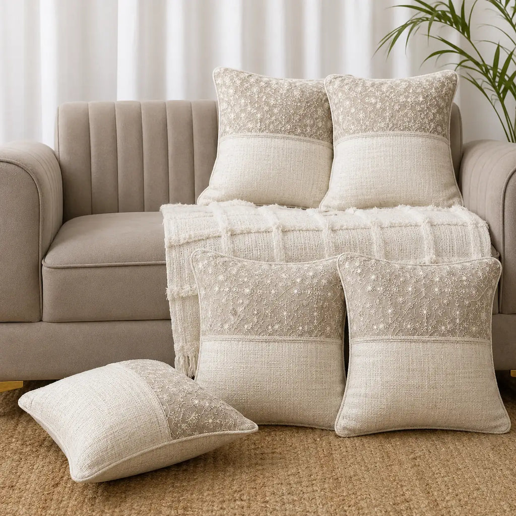 Half & Half Linen Elegance - Premium Cushion cover