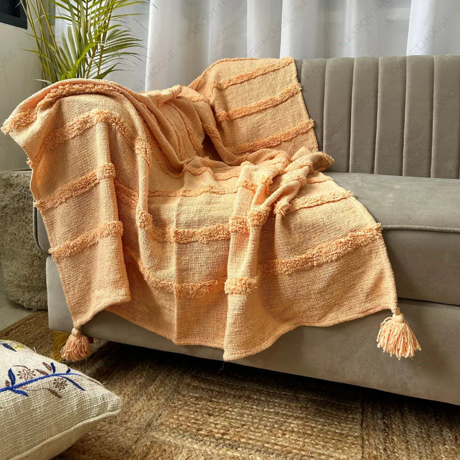 Cotton Premium Sofa Throw Blanket, Size:127cm X 152cm (50" X 60")