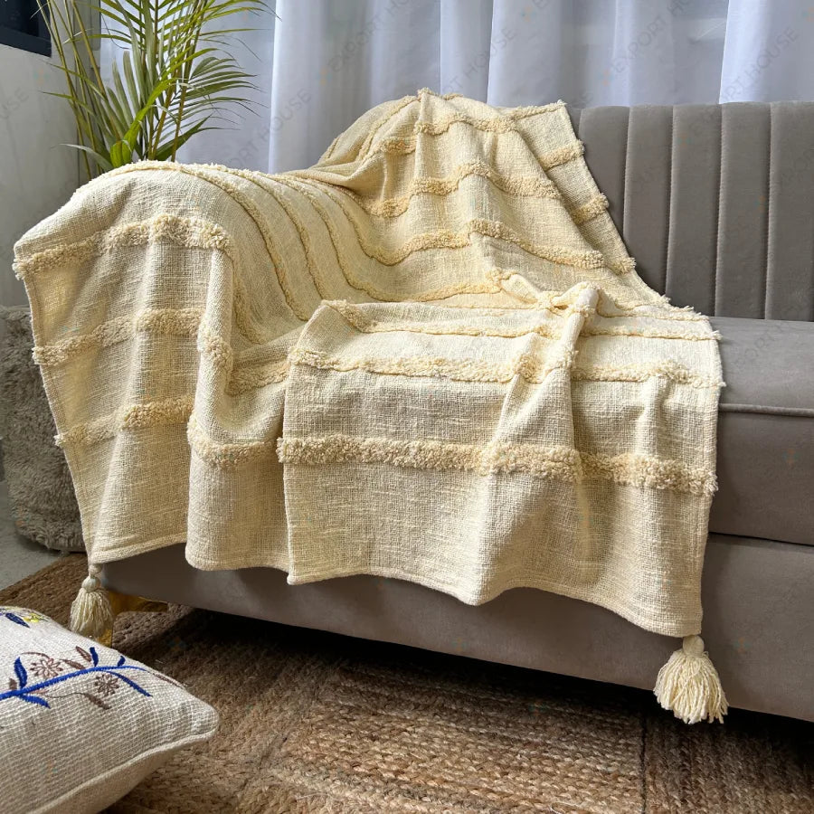 Cotton Premium Sofa Throw Blanket, Size:127cm X 152cm (50" X 60")