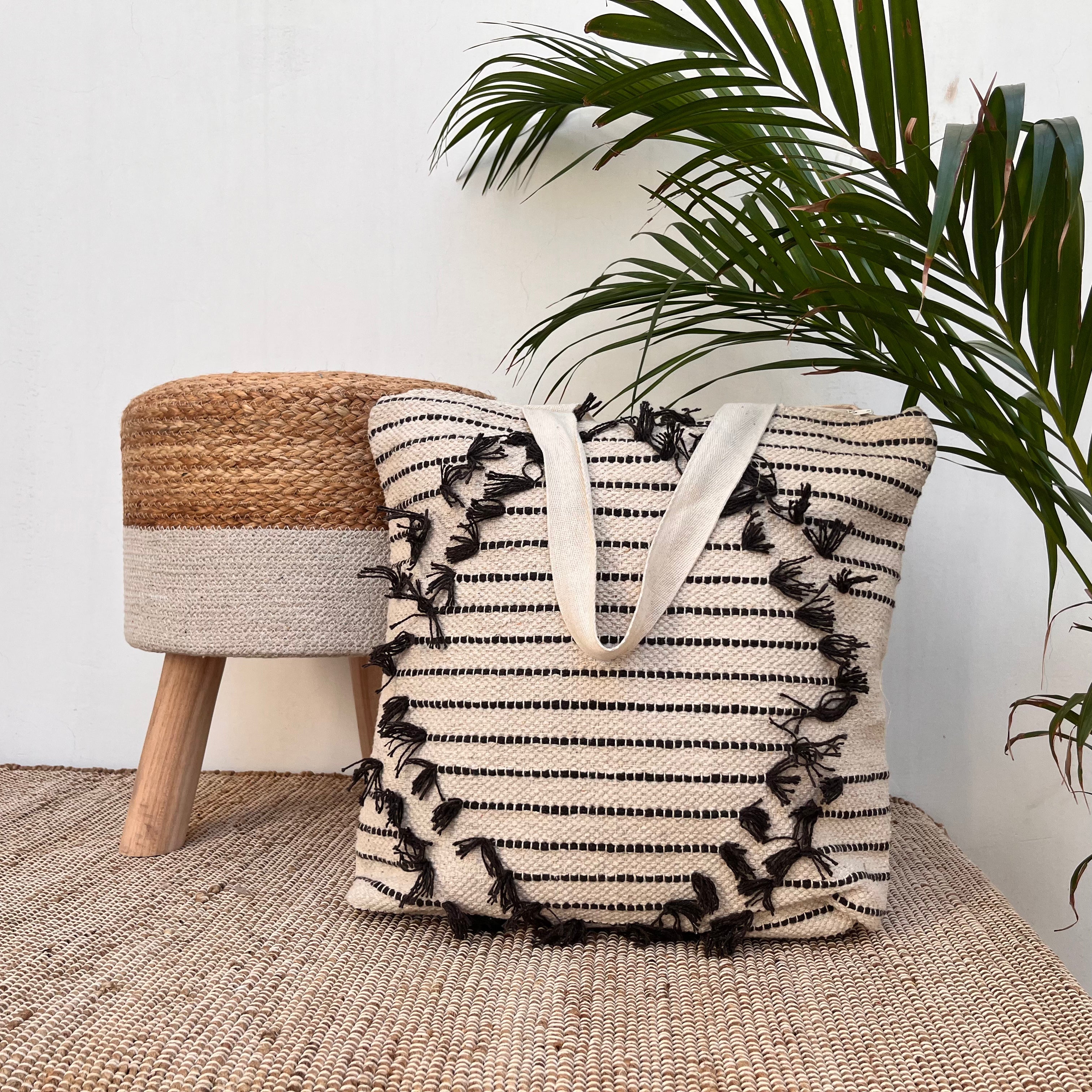 Cotton Boho Tote Bag, Size:45cm (18")