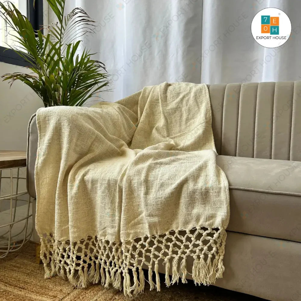 Cotton Premium Sofa Throw Blanket, Size:127cm X 152cm (50" X 60")
