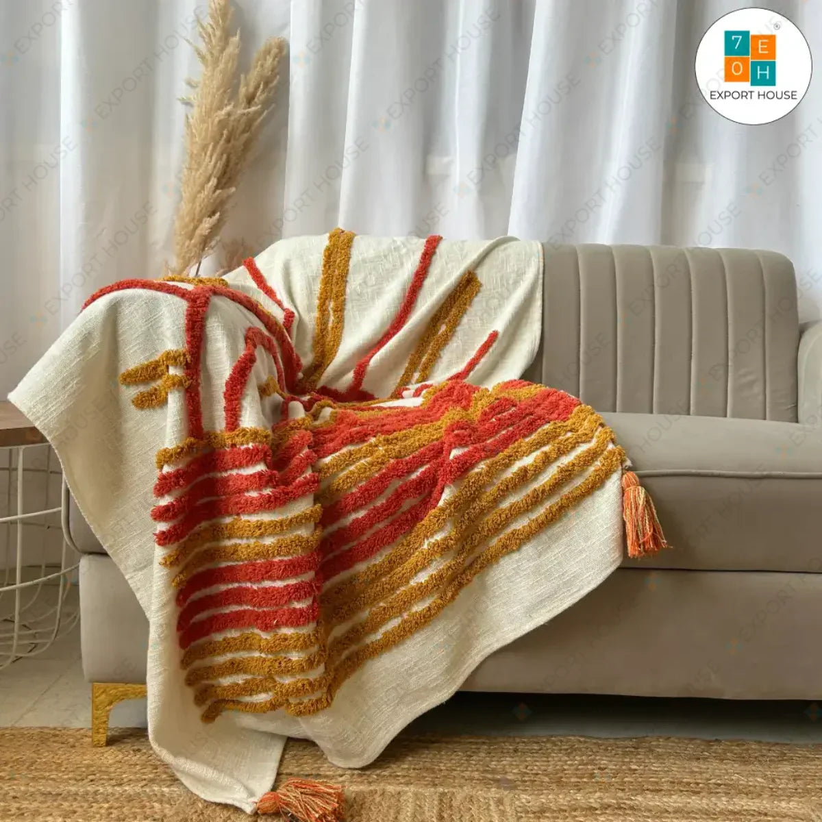 Cotton Premium Sofa Throw Blanket, Size:127cm X 152cm (50" X 60")