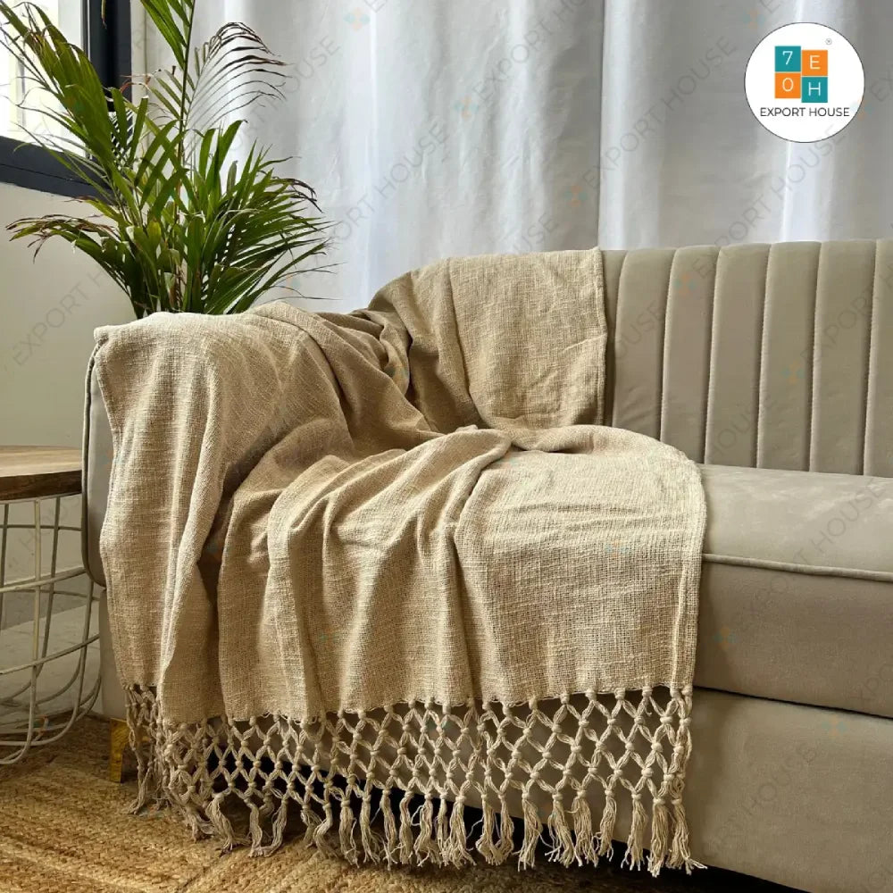 Cotton Premium Sofa Throw Blanket, Size:127cm X 152cm (50" X 60")
