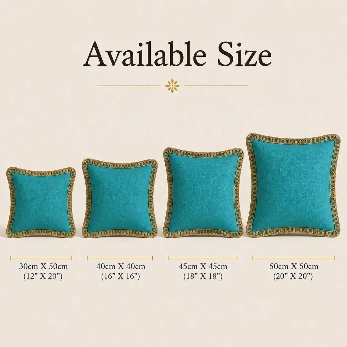 Azure Blue Jute Lace - Premium Cushion Cover