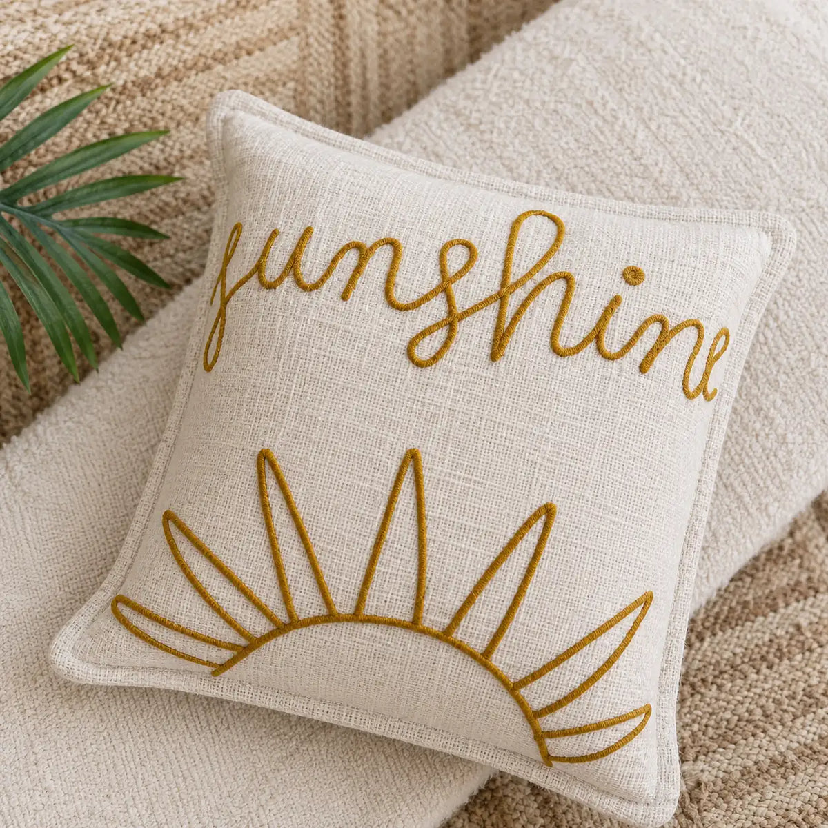 Slub-cotton Embroidered Cushion Cover, 60cm X 60cm (24" X 24")