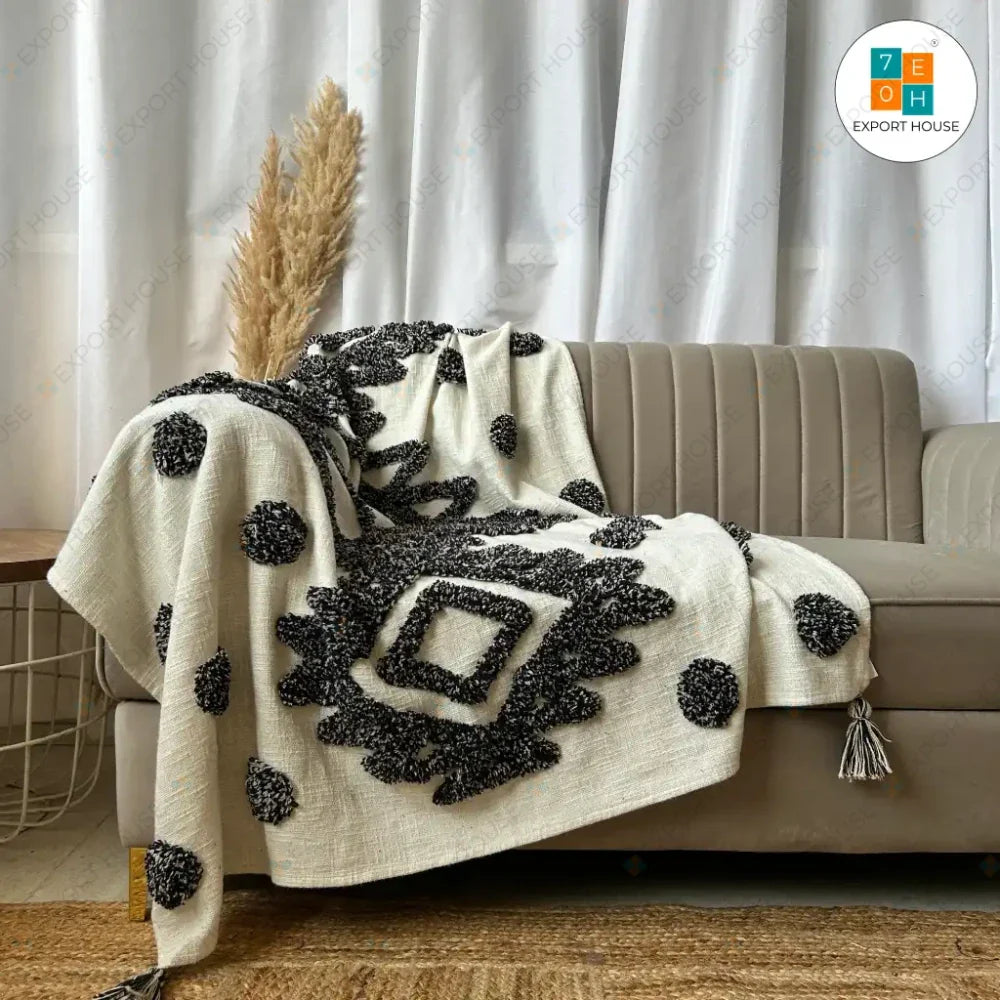 Cotton Premium Sofa Throw Blanket, Size:127cm X 152cm (50" X 60")