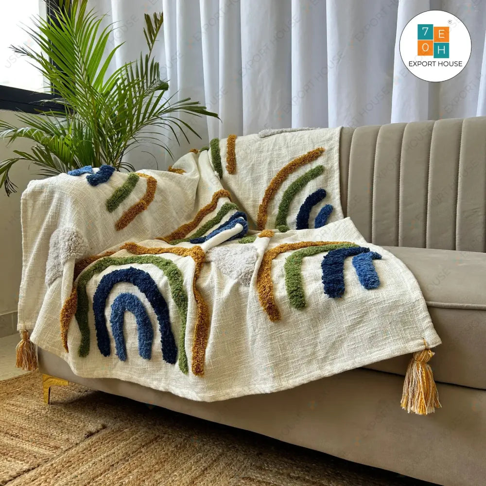 Cotton Premium Sofa Throw Blanket, Size:127cm X 152cm (50" X 60")