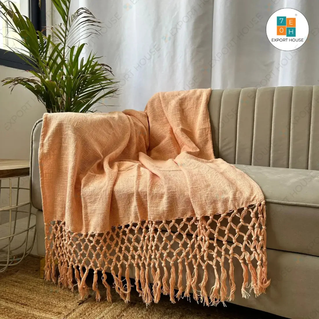 Cotton Premium Sofa Throw Blanket, Size:127cm X 152cm (50" X 60")