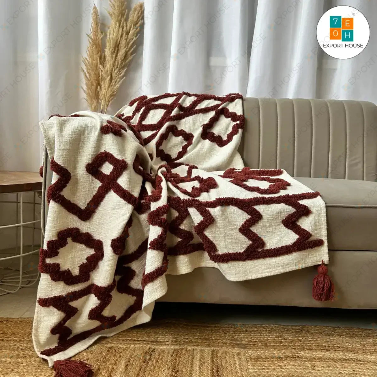 Cotton Premium Sofa Throw Blanket, Size:127cm X 152cm (50" X 60")